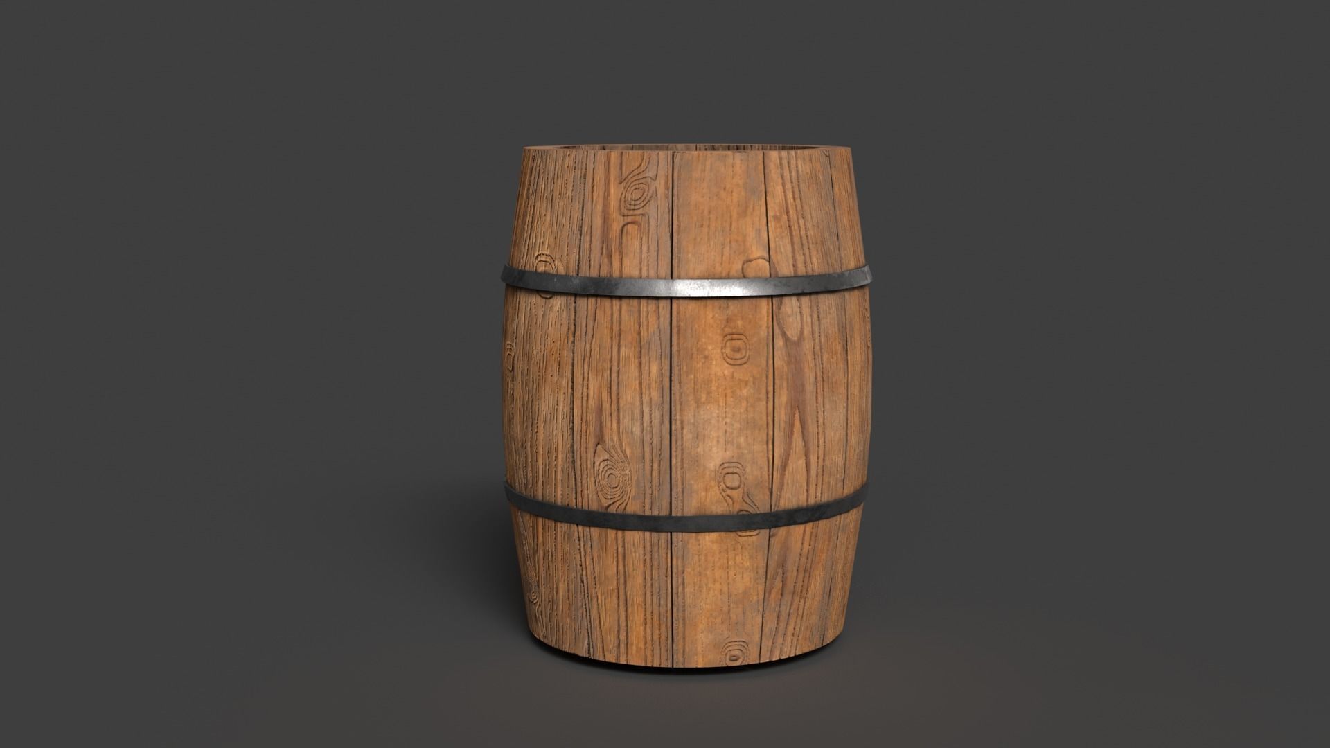 wooden barrel Low-poly 3D model_4