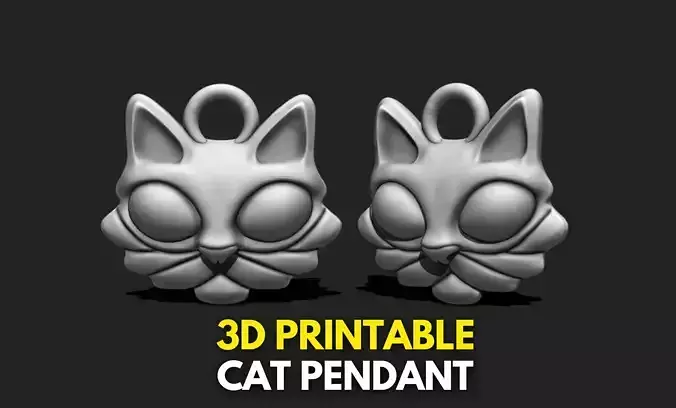 Cat Pendant - 3D STL File for 3D Printing