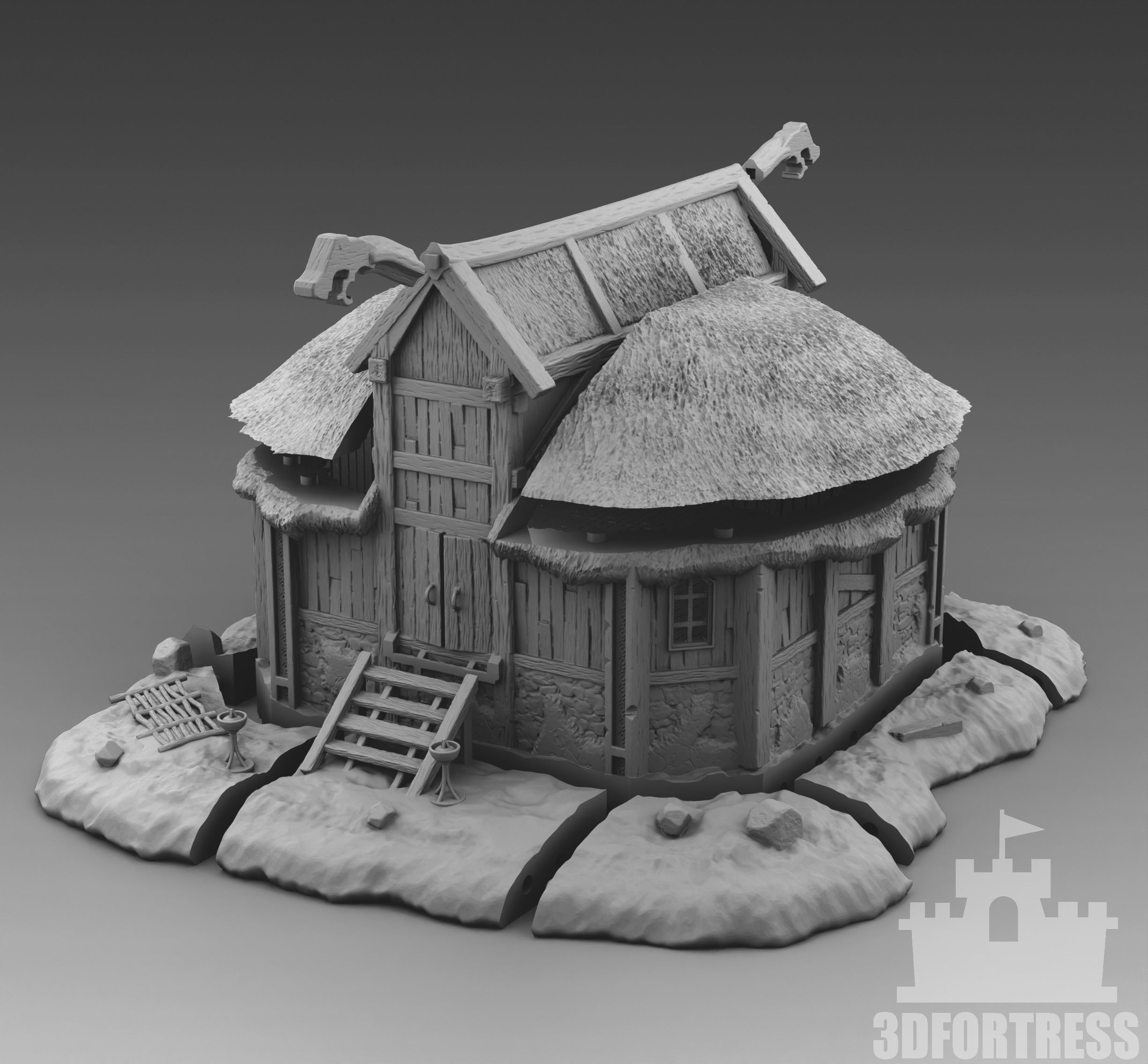 Small Viking House 3D print model_3
