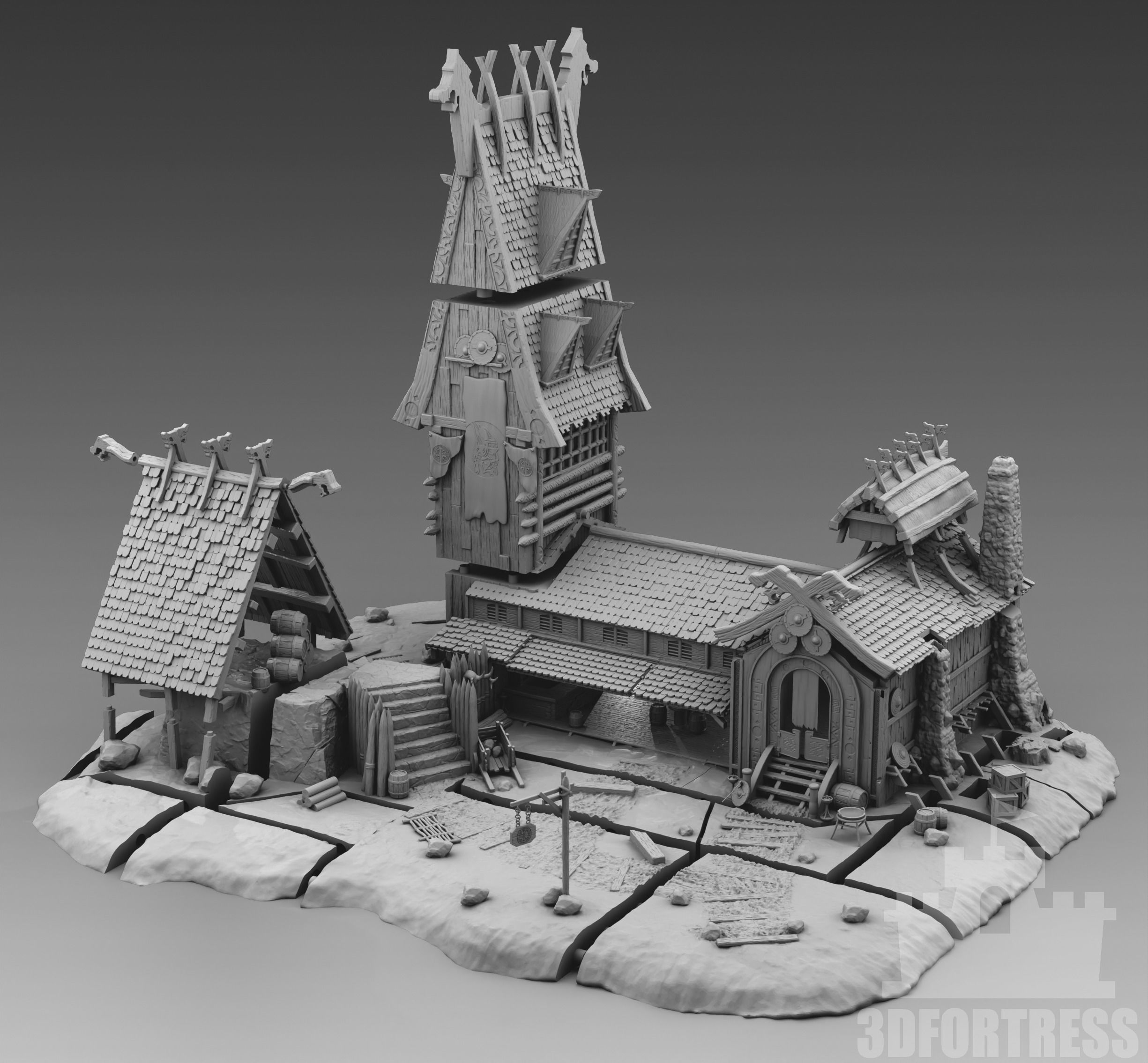 Central Viking Square 3D print model_3