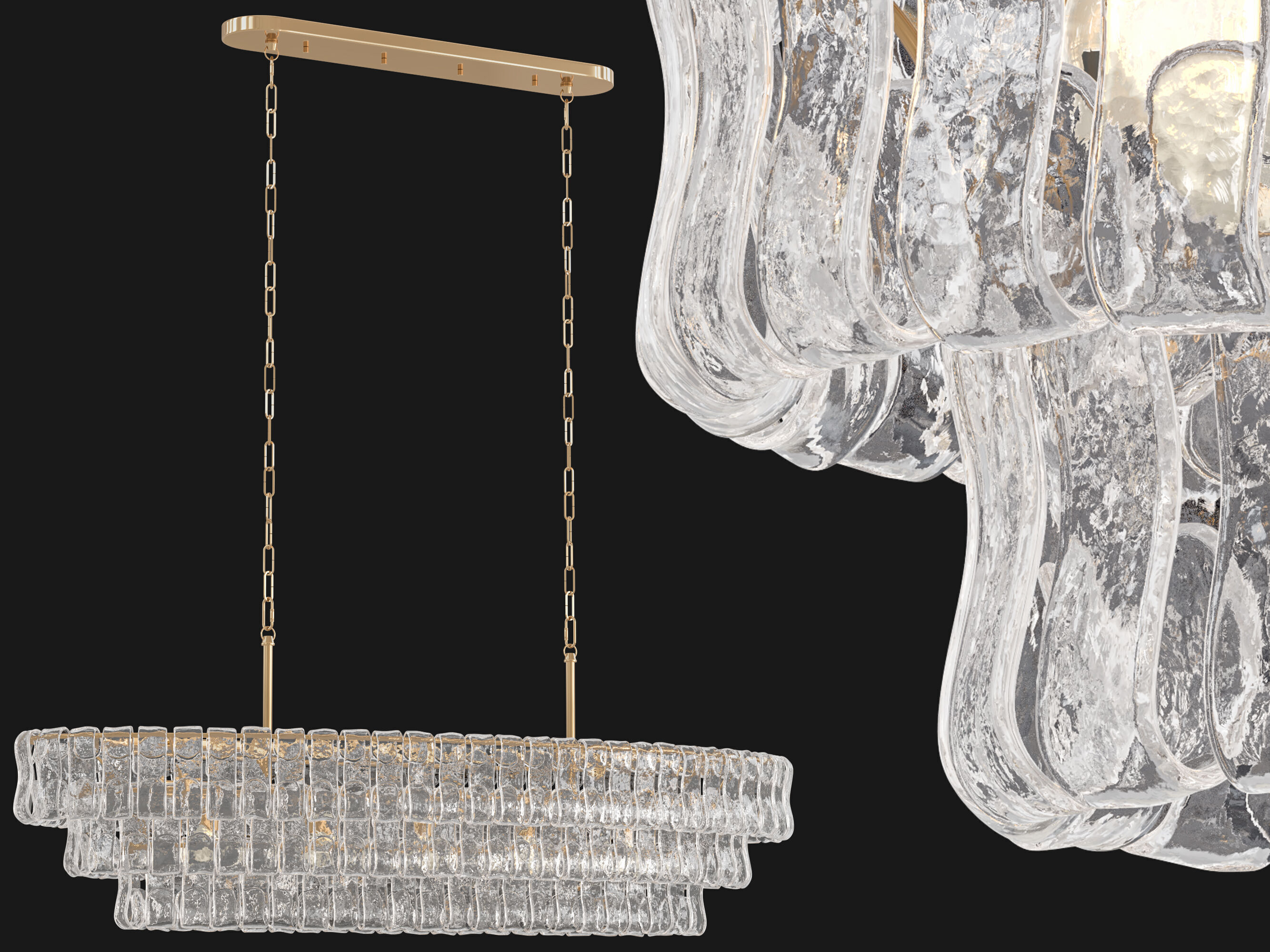 Ghiaccio Oval Chandelier Medium 3D model_1