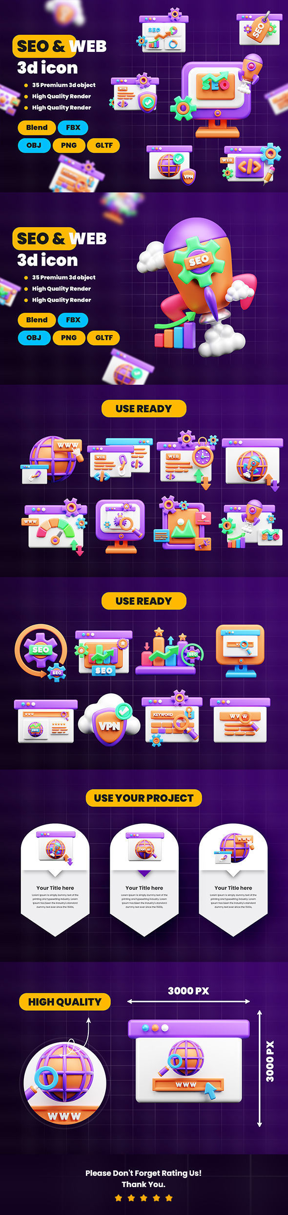 SEO and WEB 3d Illustration  Icon Pack 3D model_6