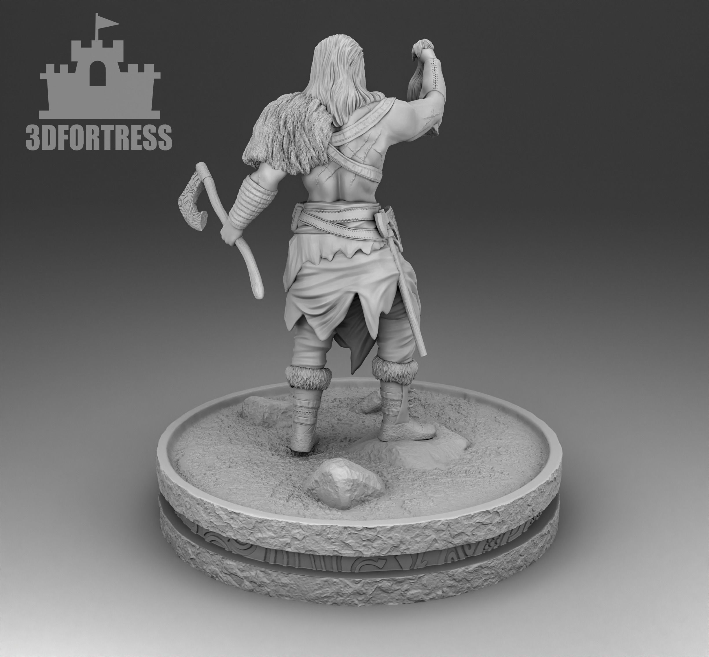 Viking with a trophy 3D print model_2