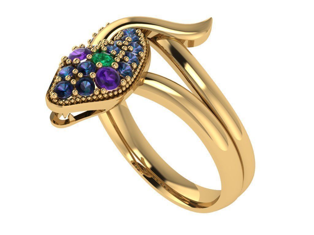 serpent snake ring ready to print 3D print model_4