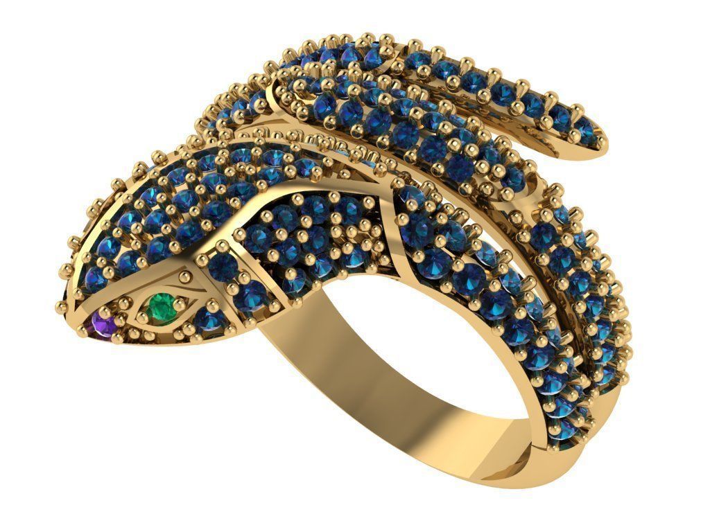 serpent snake ring ready to print 3D print model_3