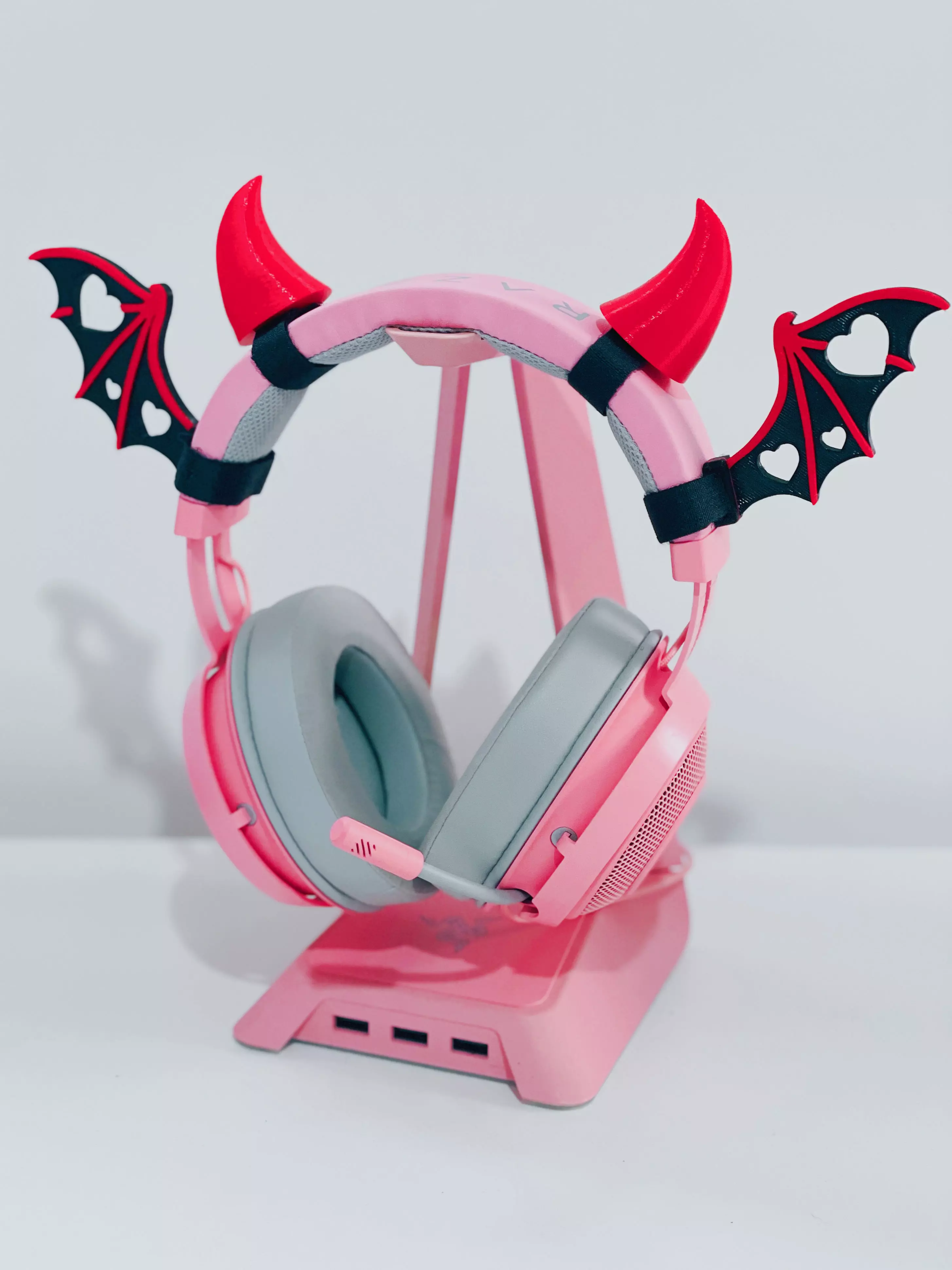 Bundle Devil Horns and Wings for Headset - Headphone Attachment 3D print model