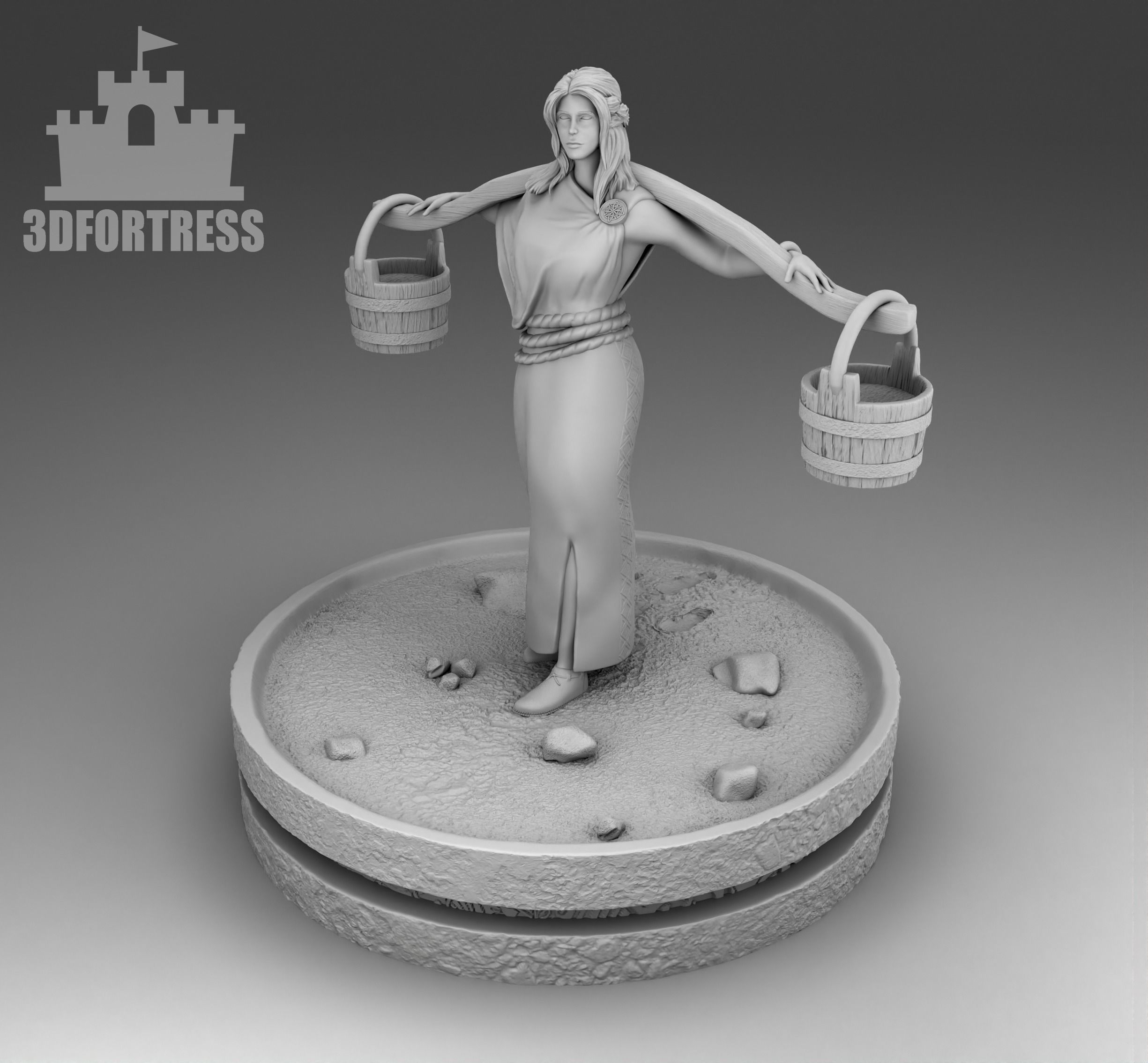 The girl with the rocker 3D print model_1
