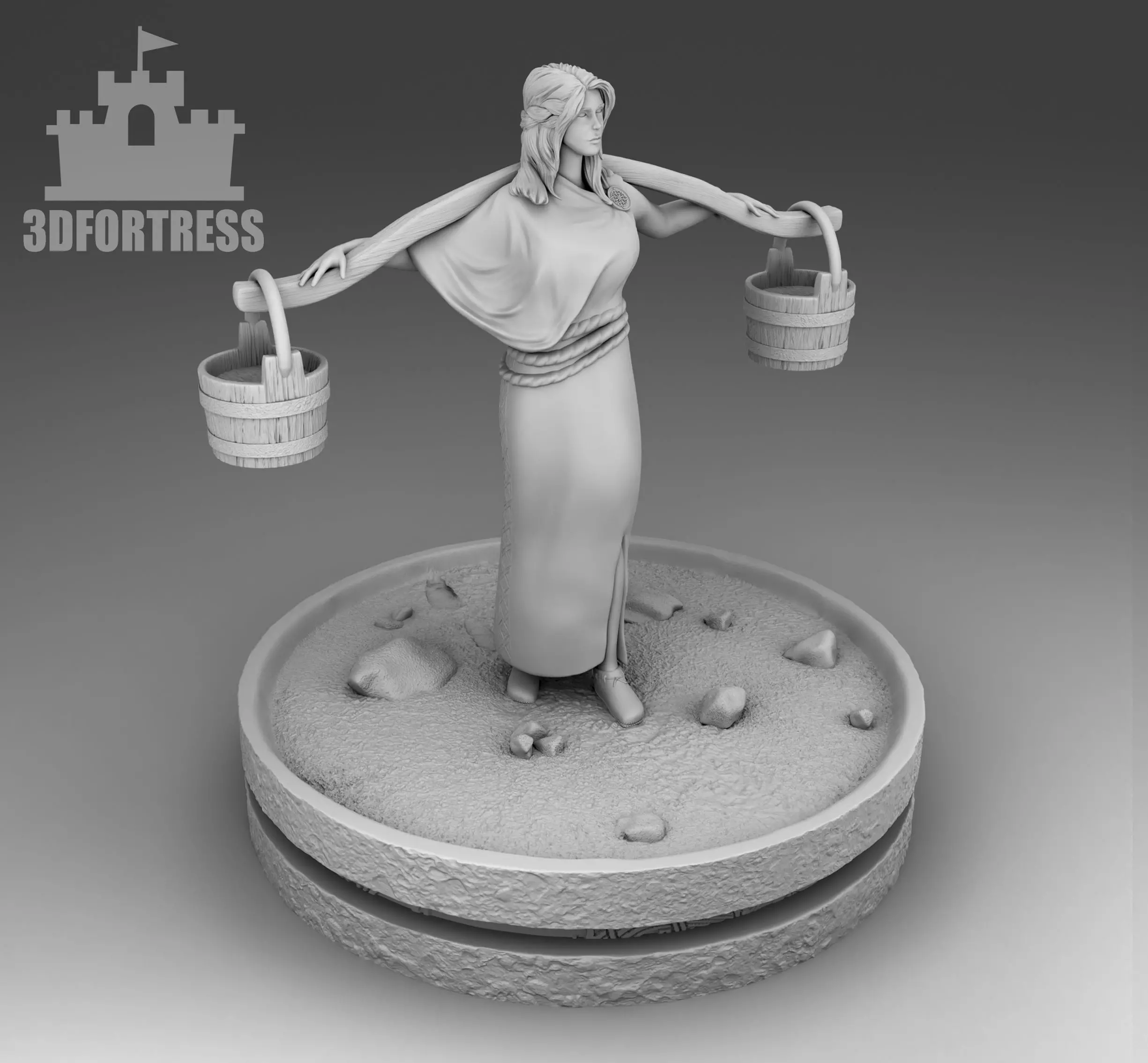 The girl with the rocker 3D print model_0