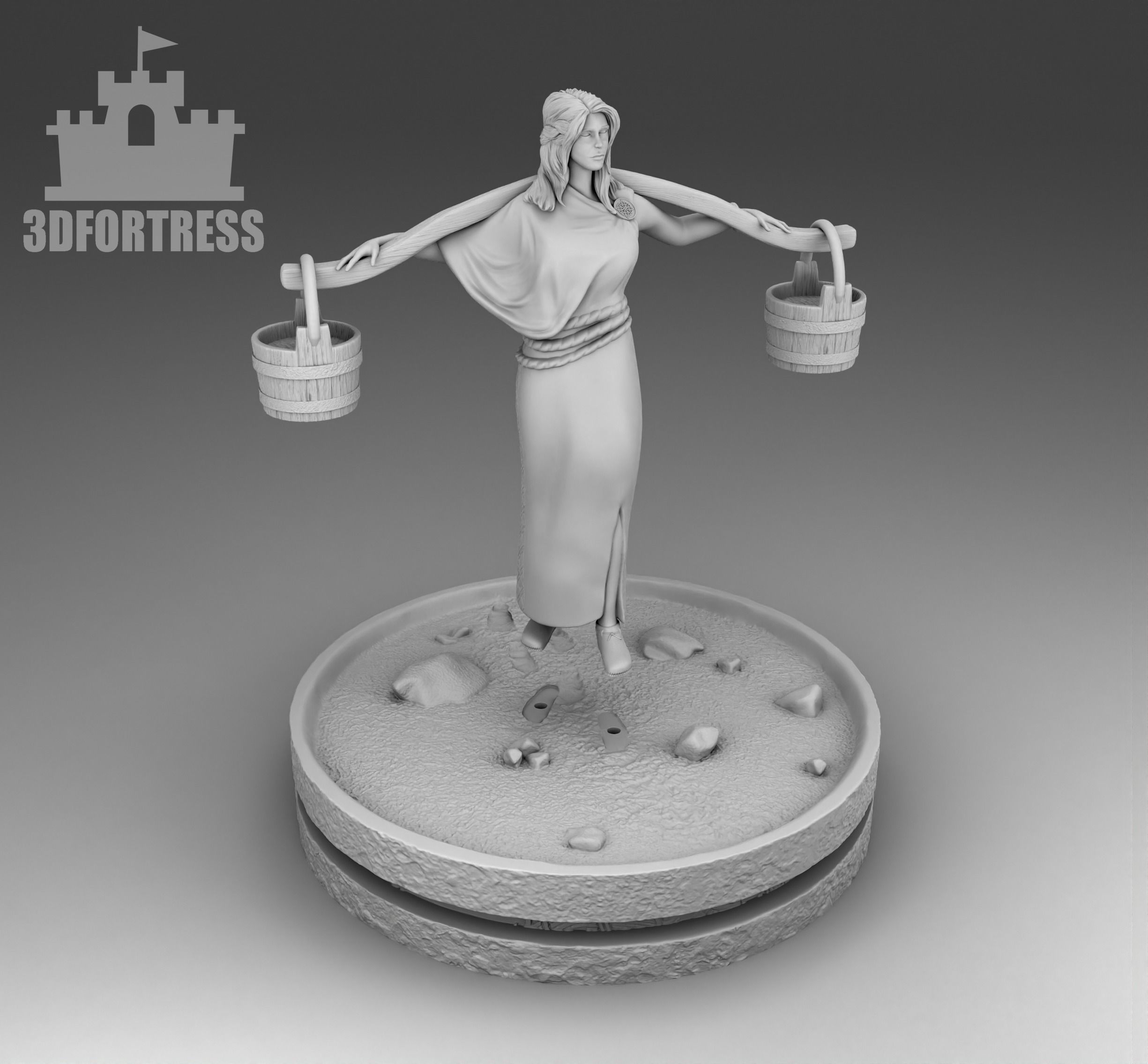 The girl with the rocker 3D print model_3