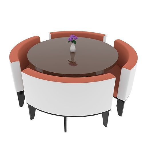 Minimalist Dining Table and Chair Low-poly 3D model
