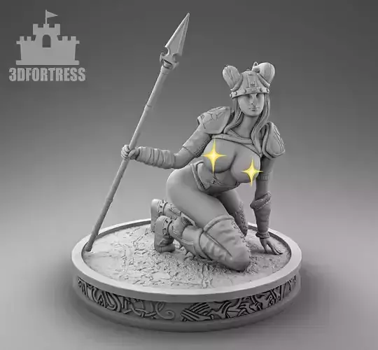 Viking girl on her knees
