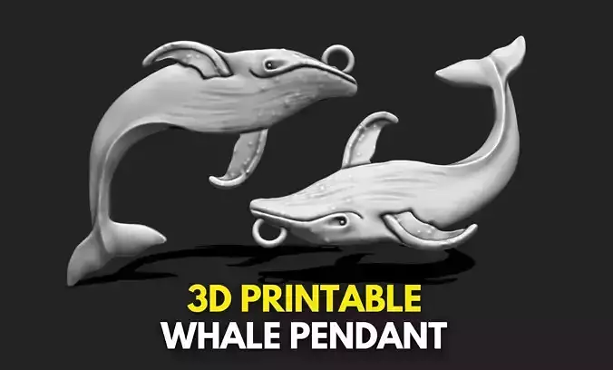 Whale Pendant - 3D STL File for 3D Printing 3D print model