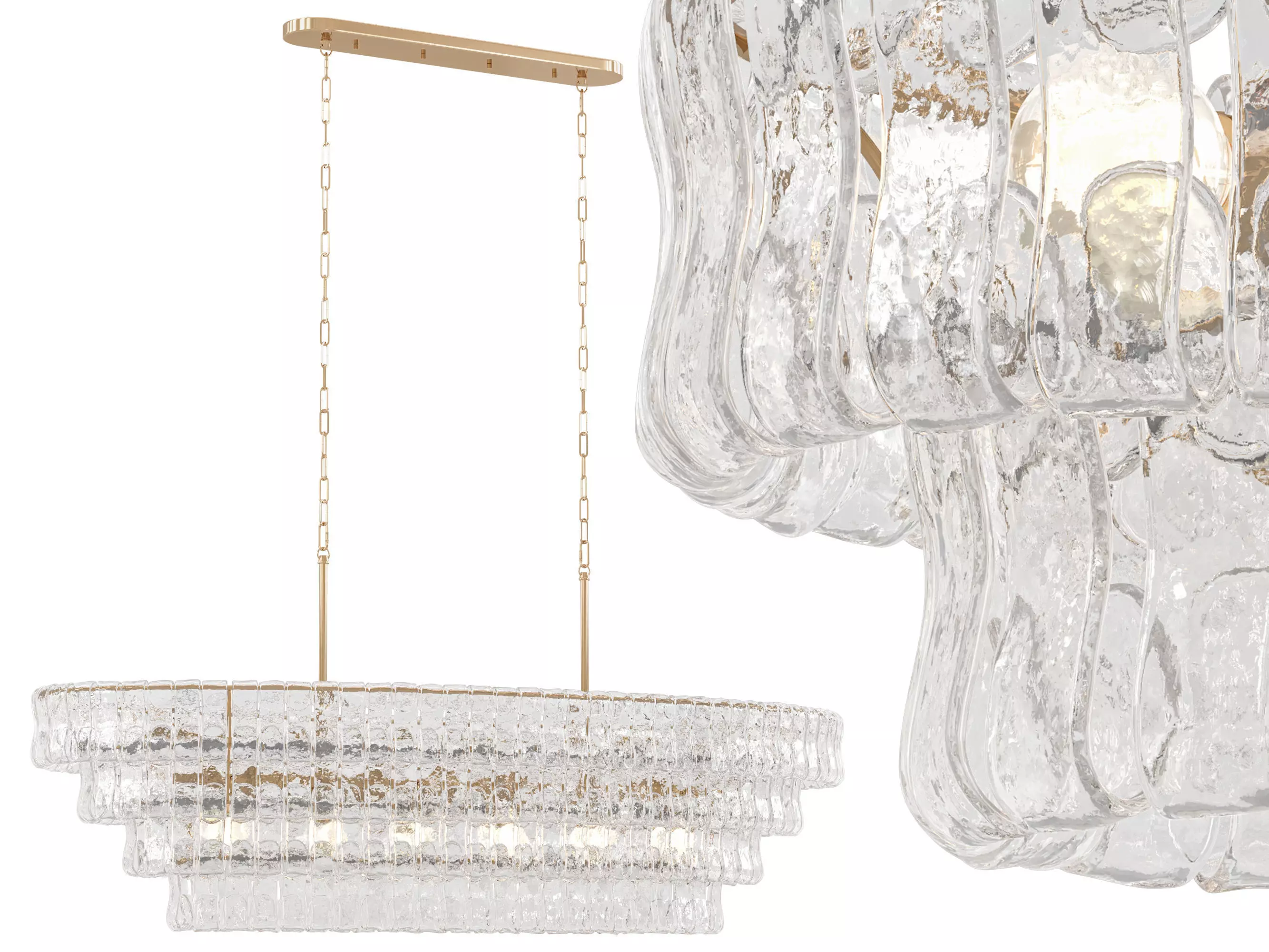 Ghiaccio Oval Chandelier Large 3D model_0