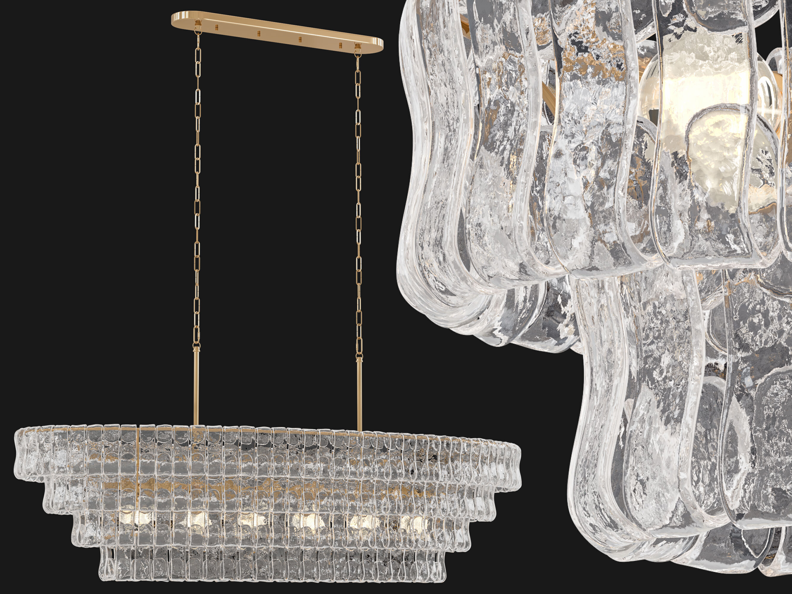 Ghiaccio Oval Chandelier Large 3D model_1