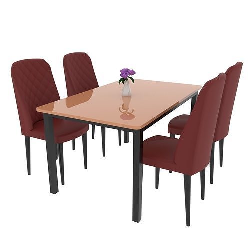 Dining Table with Chair Low-poly 3D model