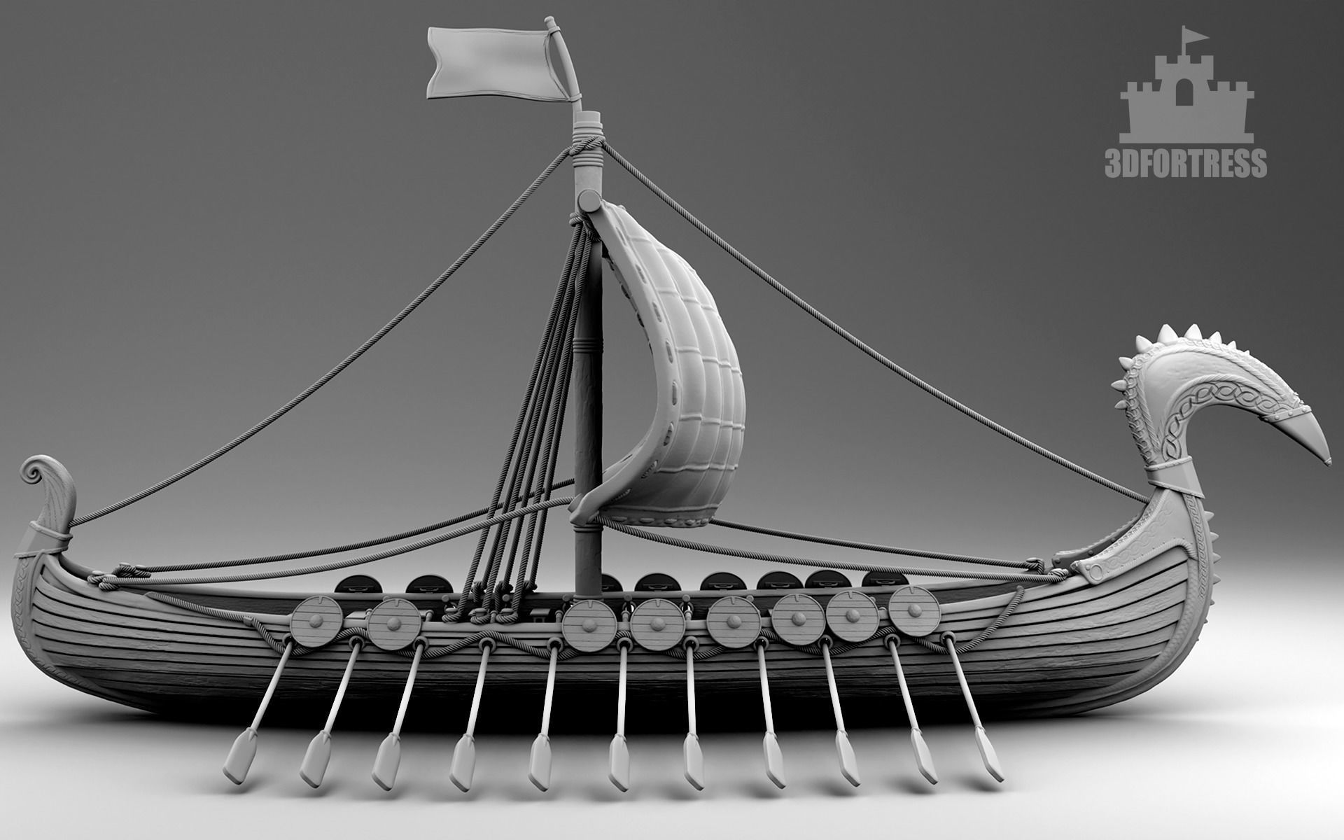 A large drakkar 3D print model_1