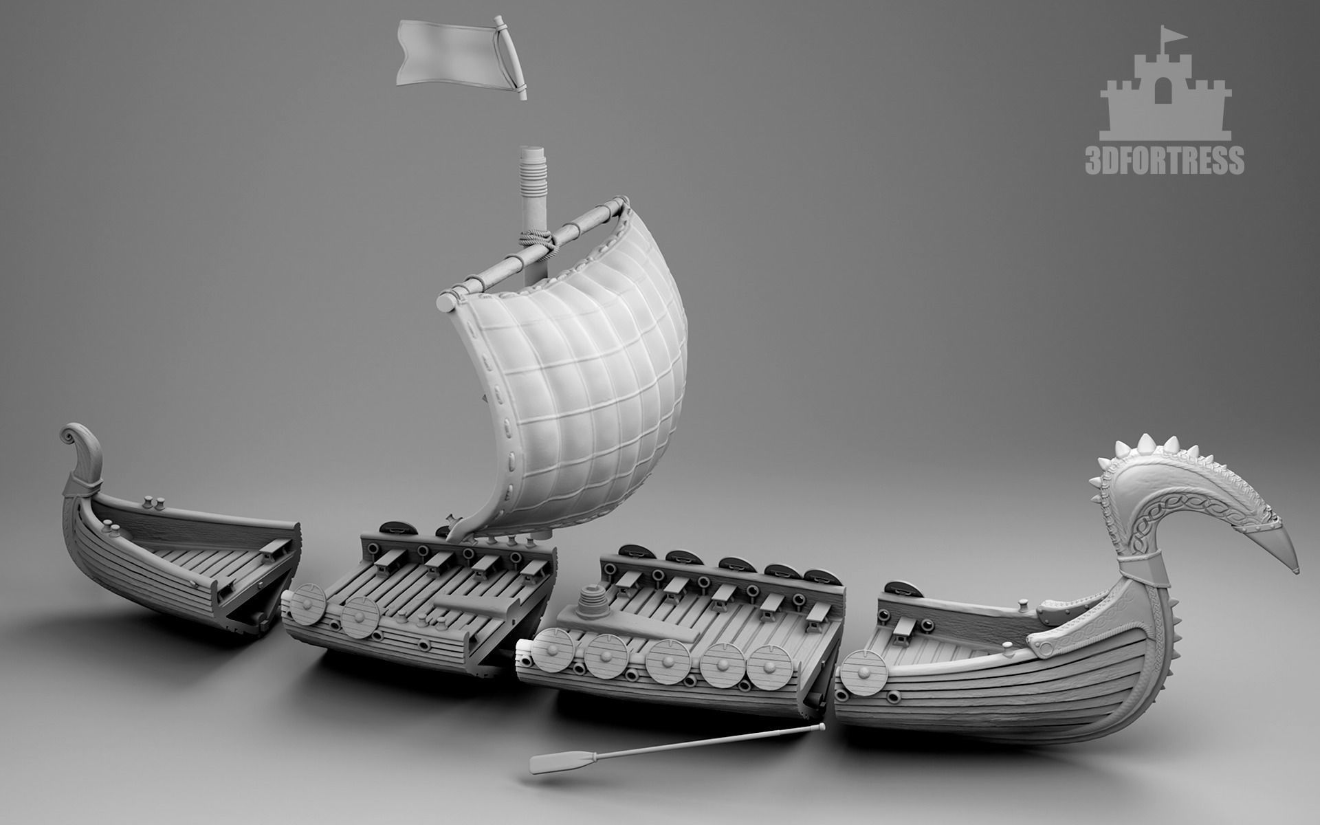 A large drakkar 3D print model_2