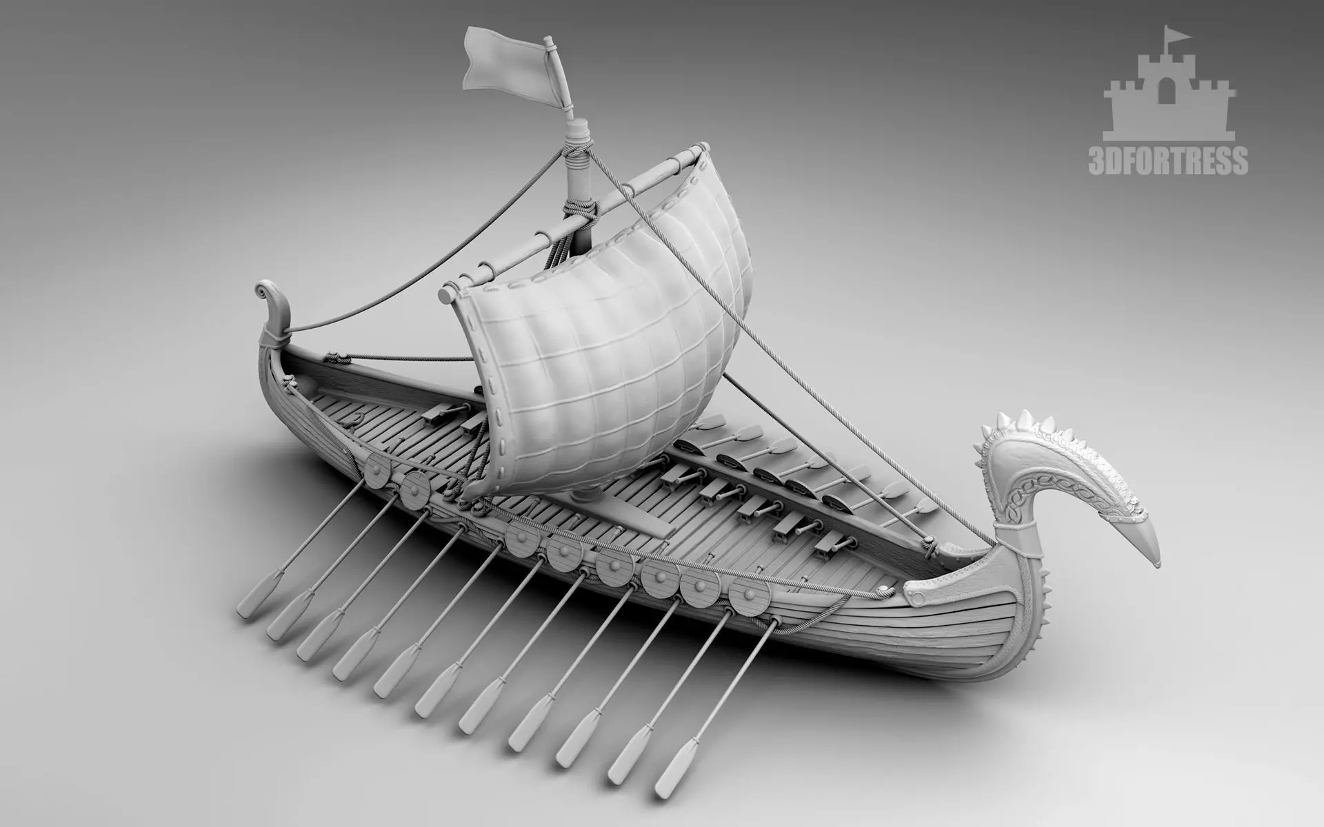A large drakkar 3D print model_0