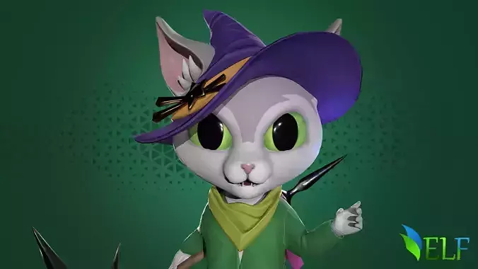 3D Character Cat Wizard 001