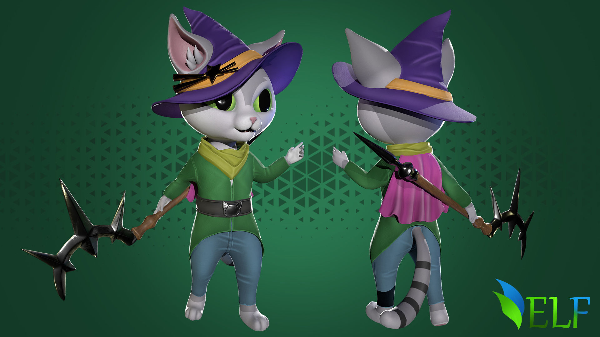 3D Character Cat Wizard 001 Low-poly 3D model_4