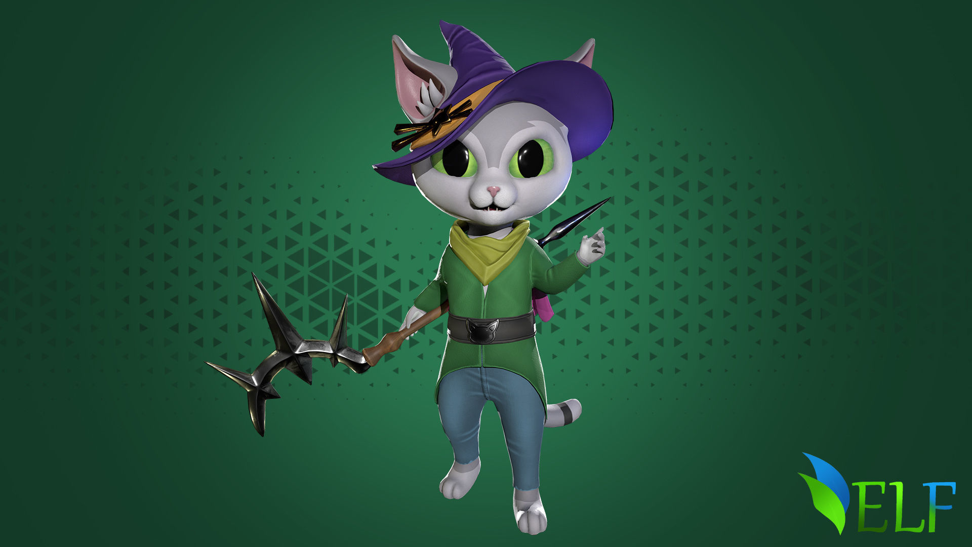 3D Character Cat Wizard 001 Low-poly 3D model_7