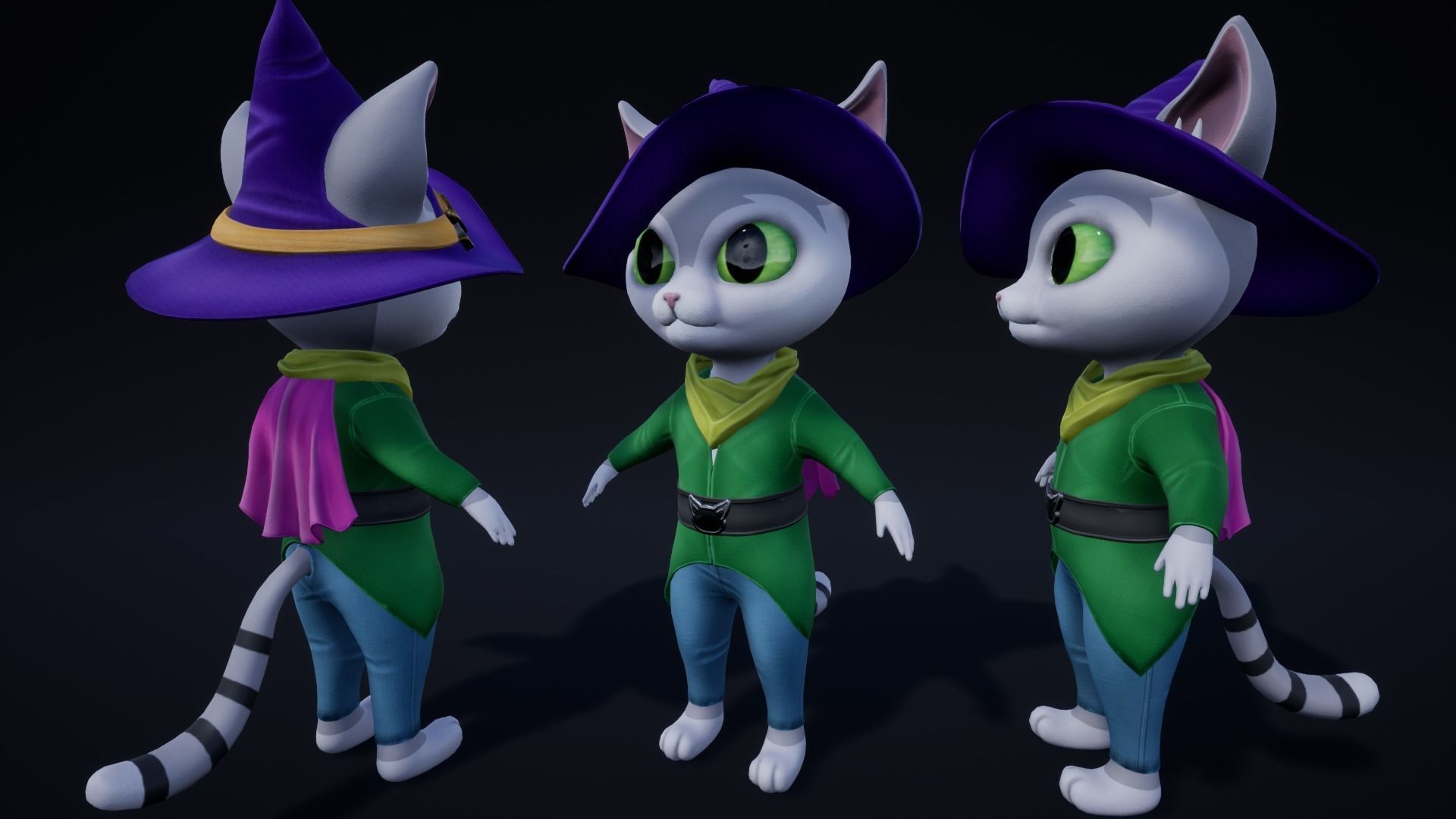 3D Character Cat Wizard 001 Low-poly 3D model_9