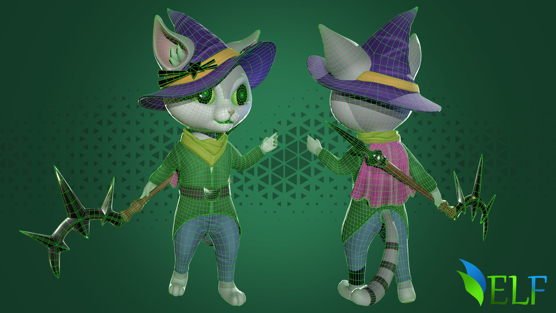 3D Character Cat Wizard 001 Low-poly 3D model_5