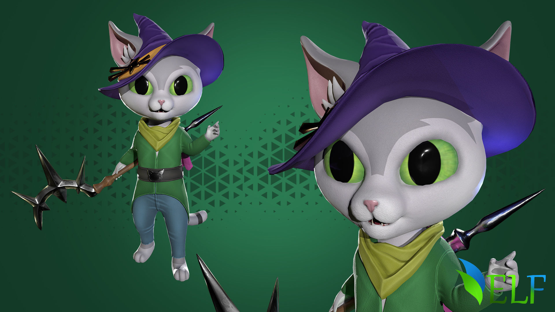 3D Character Cat Wizard 001 Low-poly 3D model_8