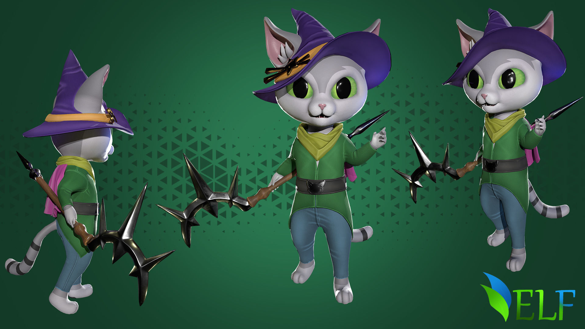 3D Character Cat Wizard 001 Low-poly 3D model_6