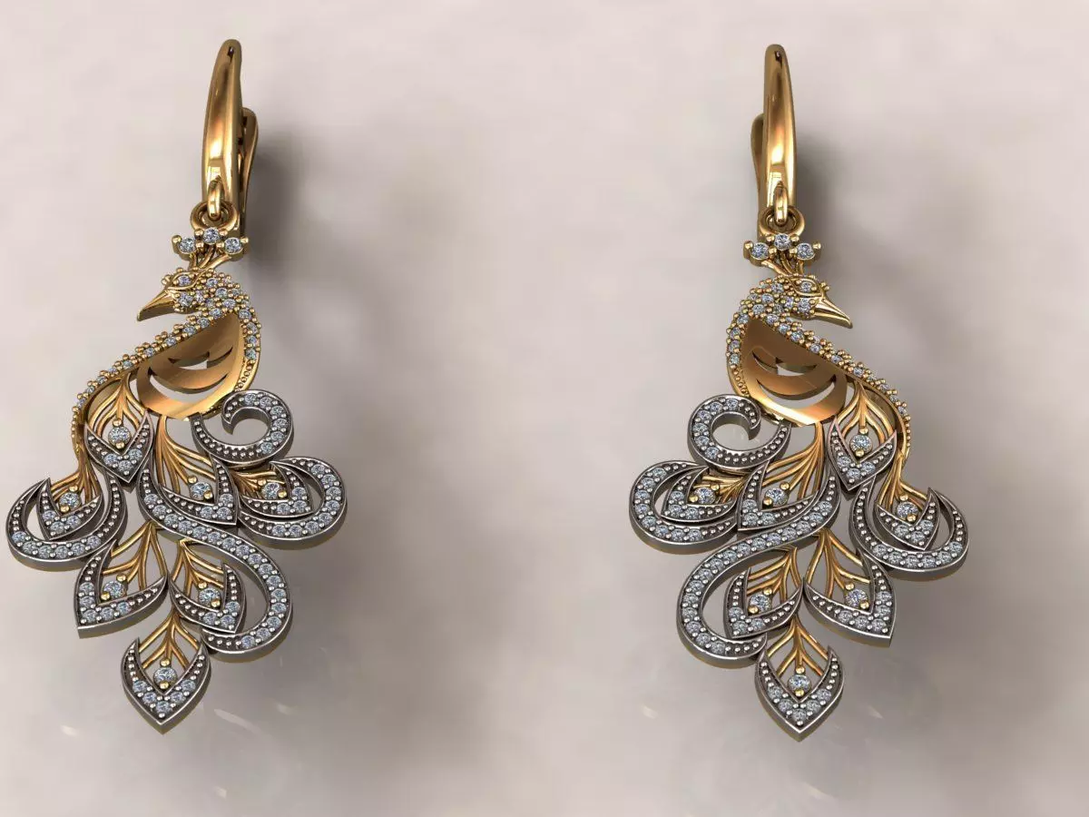 Phoenix earrings Firebird 3D print model