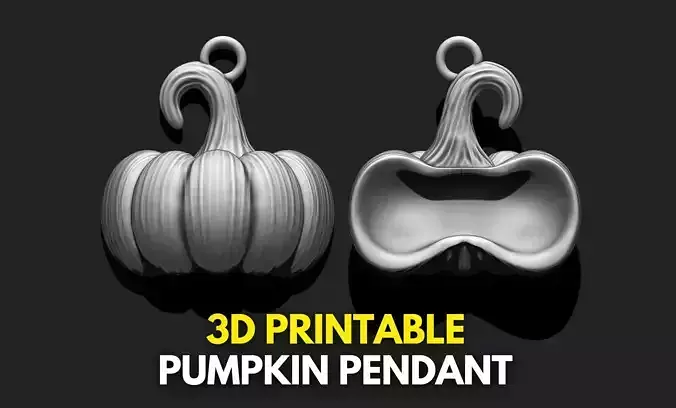 Pumpkin Pendant Keychain - 3D STL File for 3D Printing