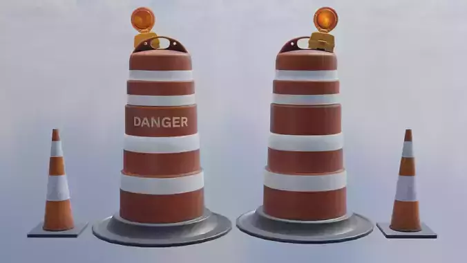 road  barrier city safety  con drum light streed