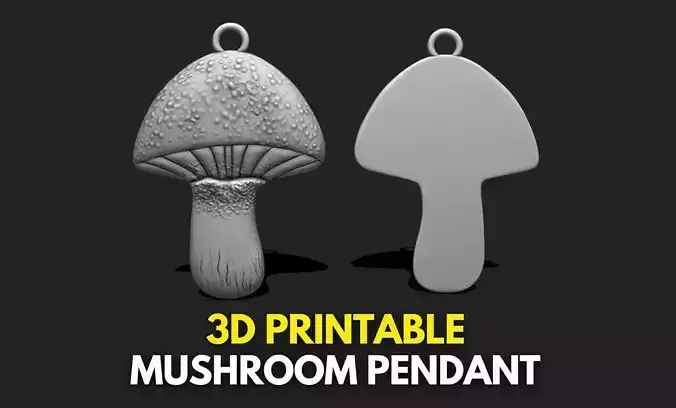 Mushroom Pendant Keychain - 3D STL File for 3D Printing 3D print model