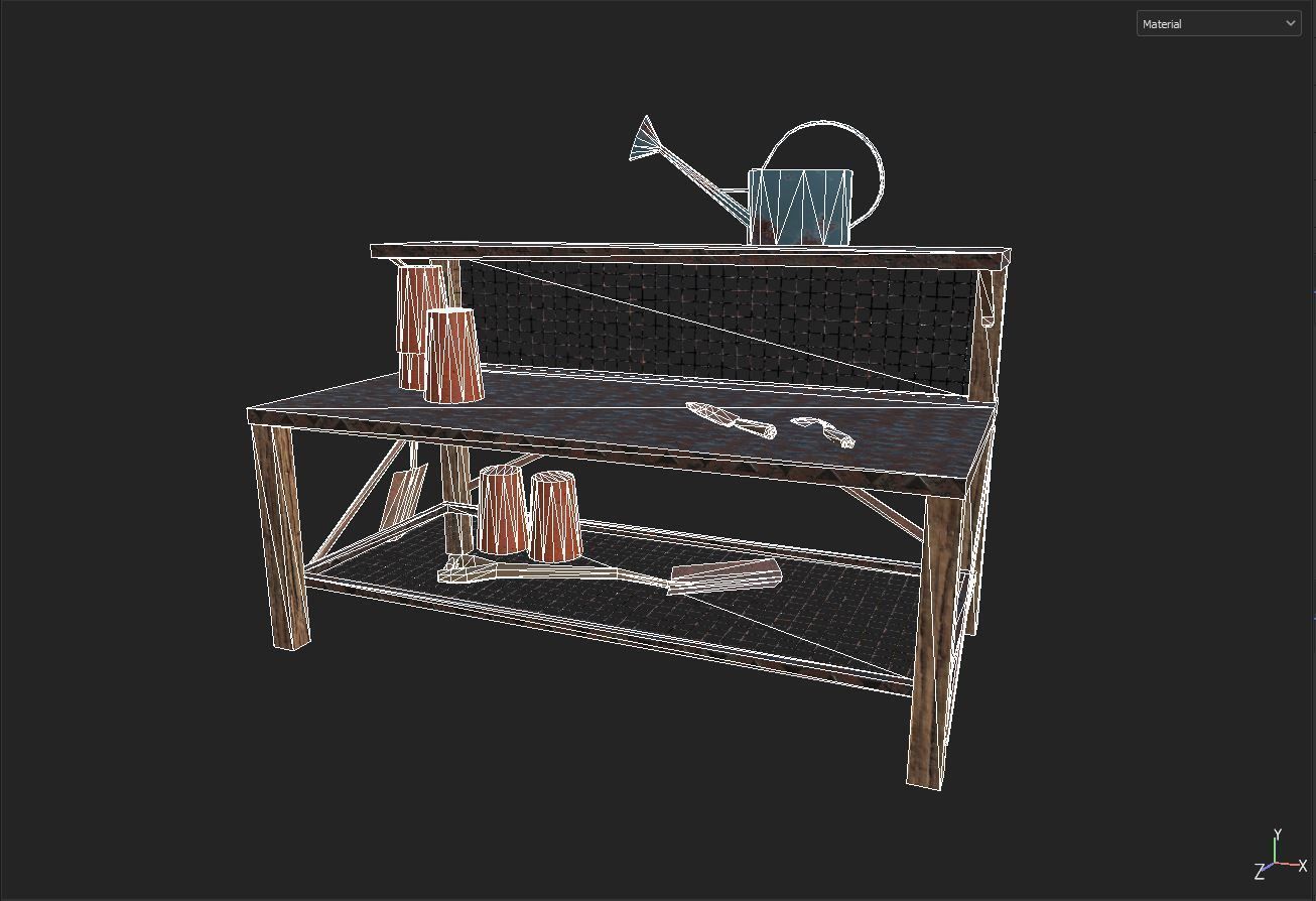 Garden Table Low-poly 3D model_6