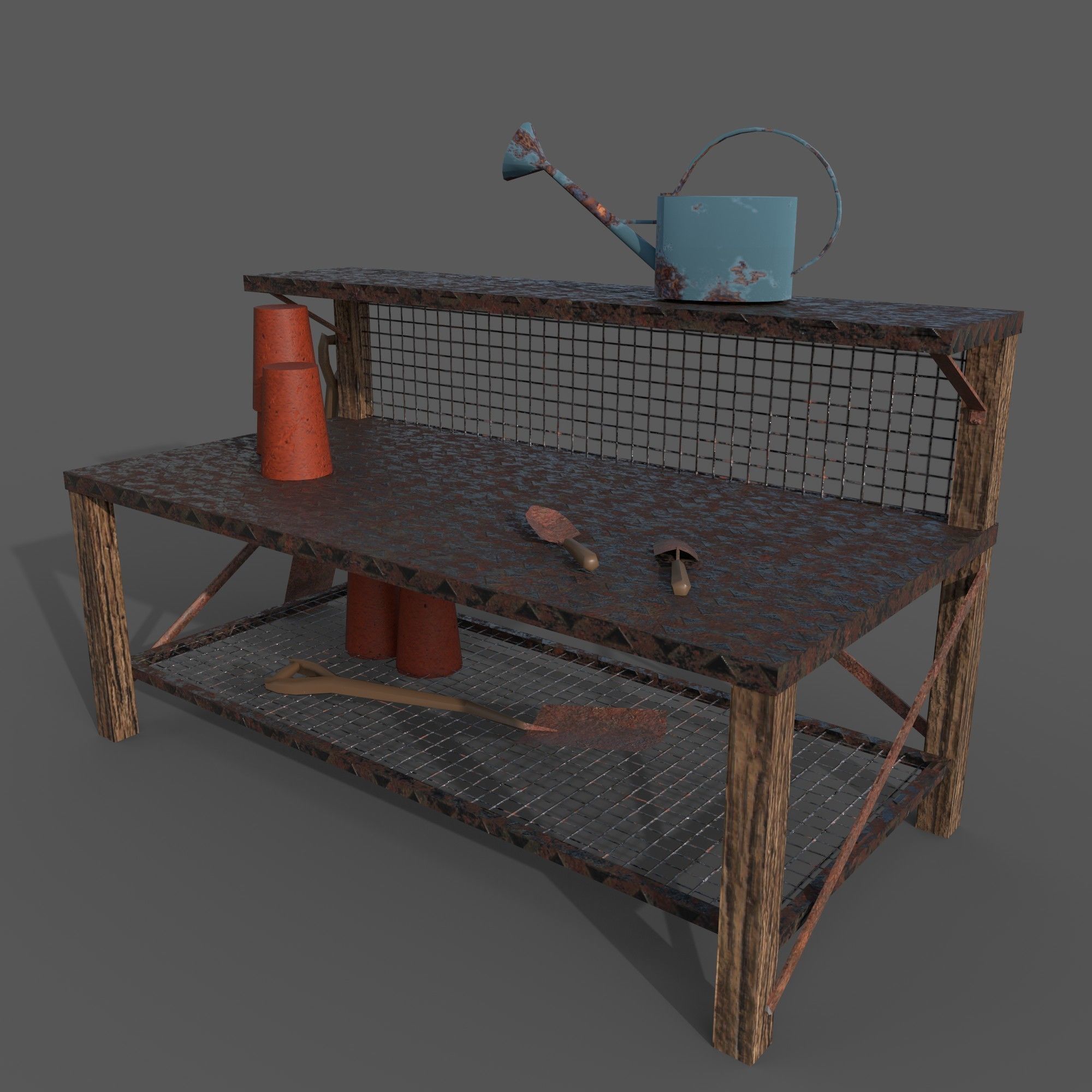 Garden Table Low-poly 3D model_1