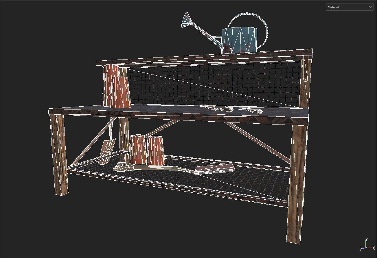 Garden Table Low-poly 3D model_8