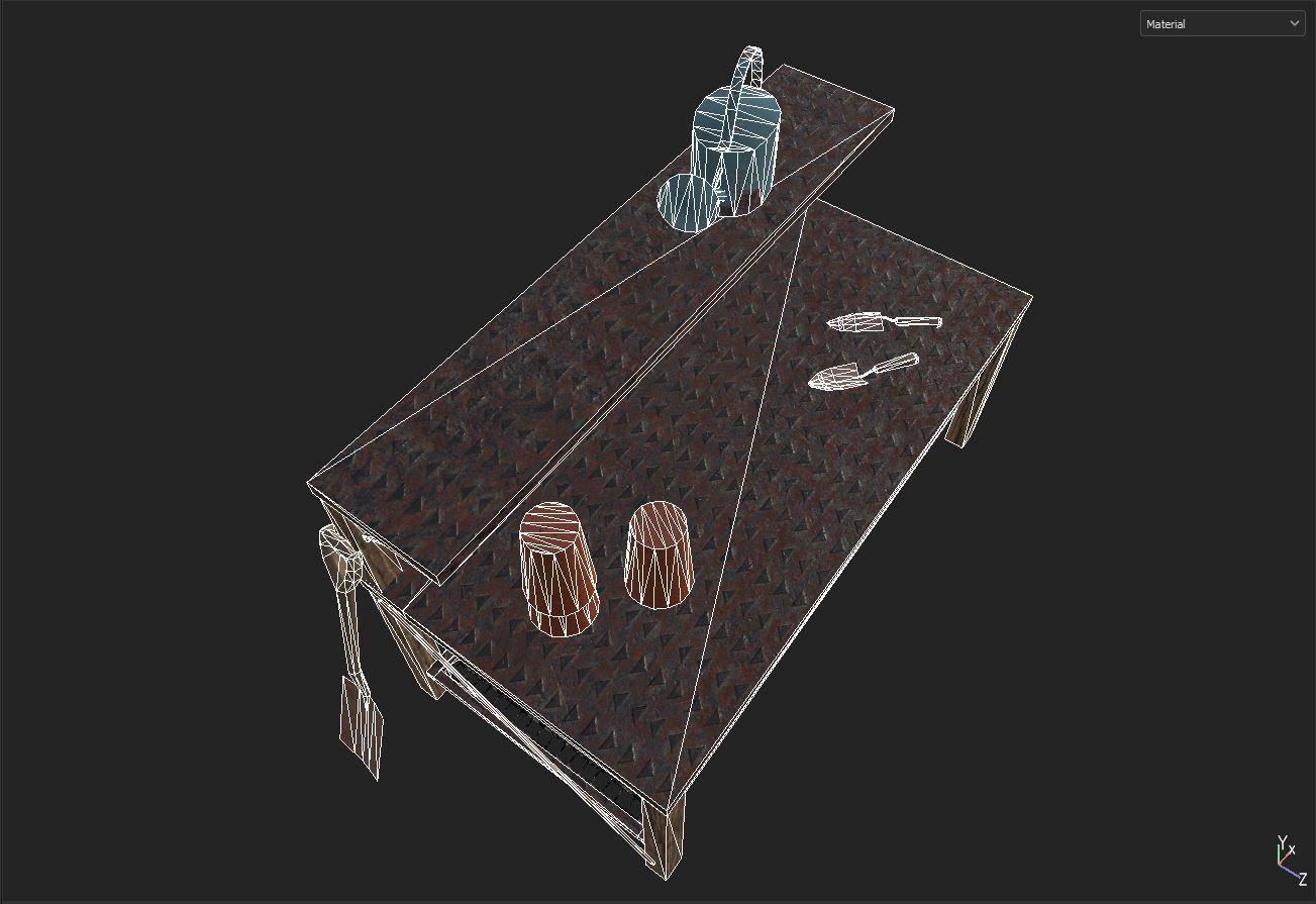 Garden Table Low-poly 3D model_5