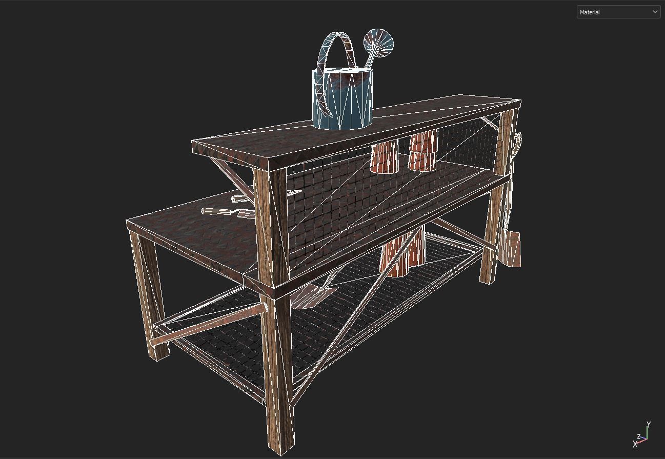 Garden Table Low-poly 3D model_7