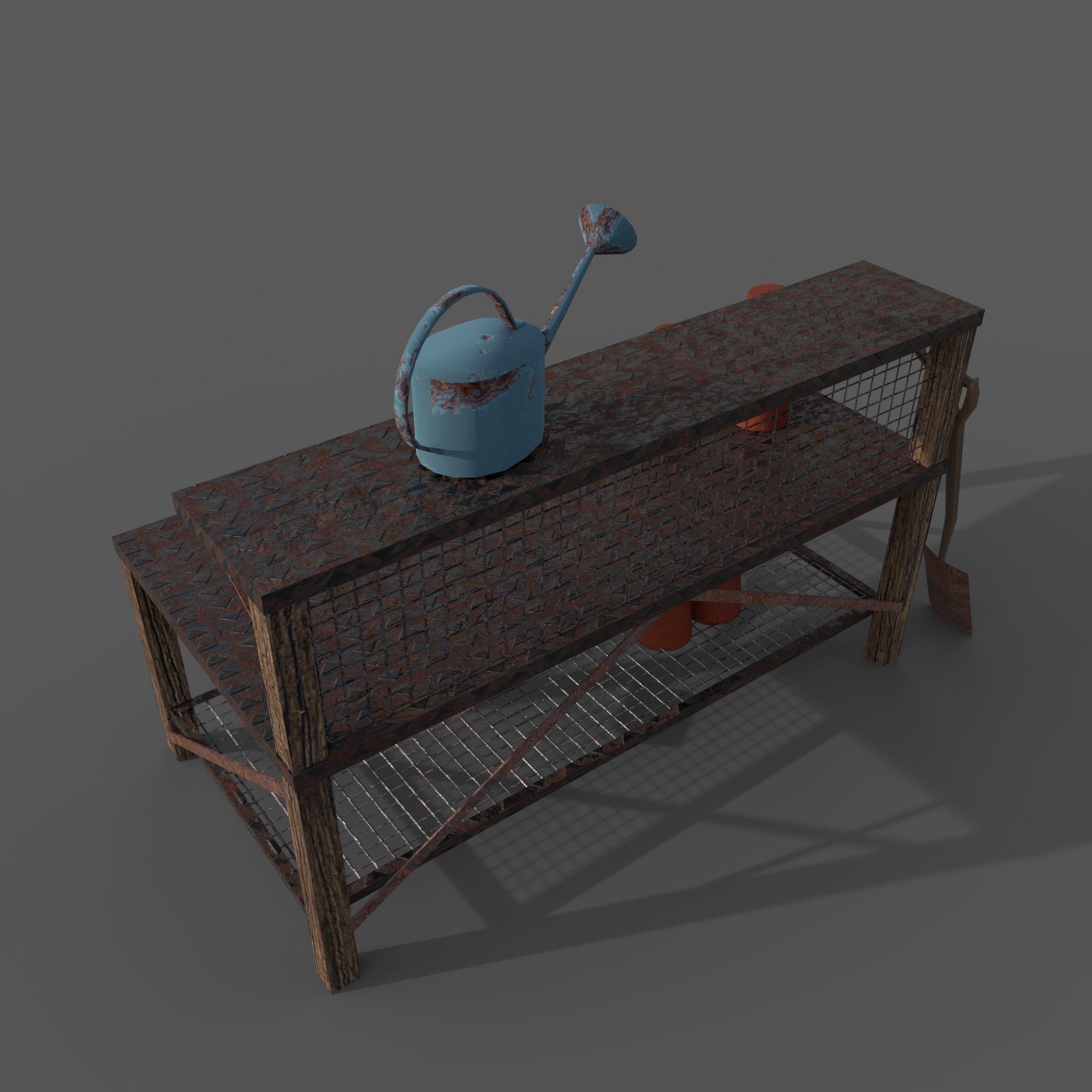 Garden Table Low-poly 3D model_2