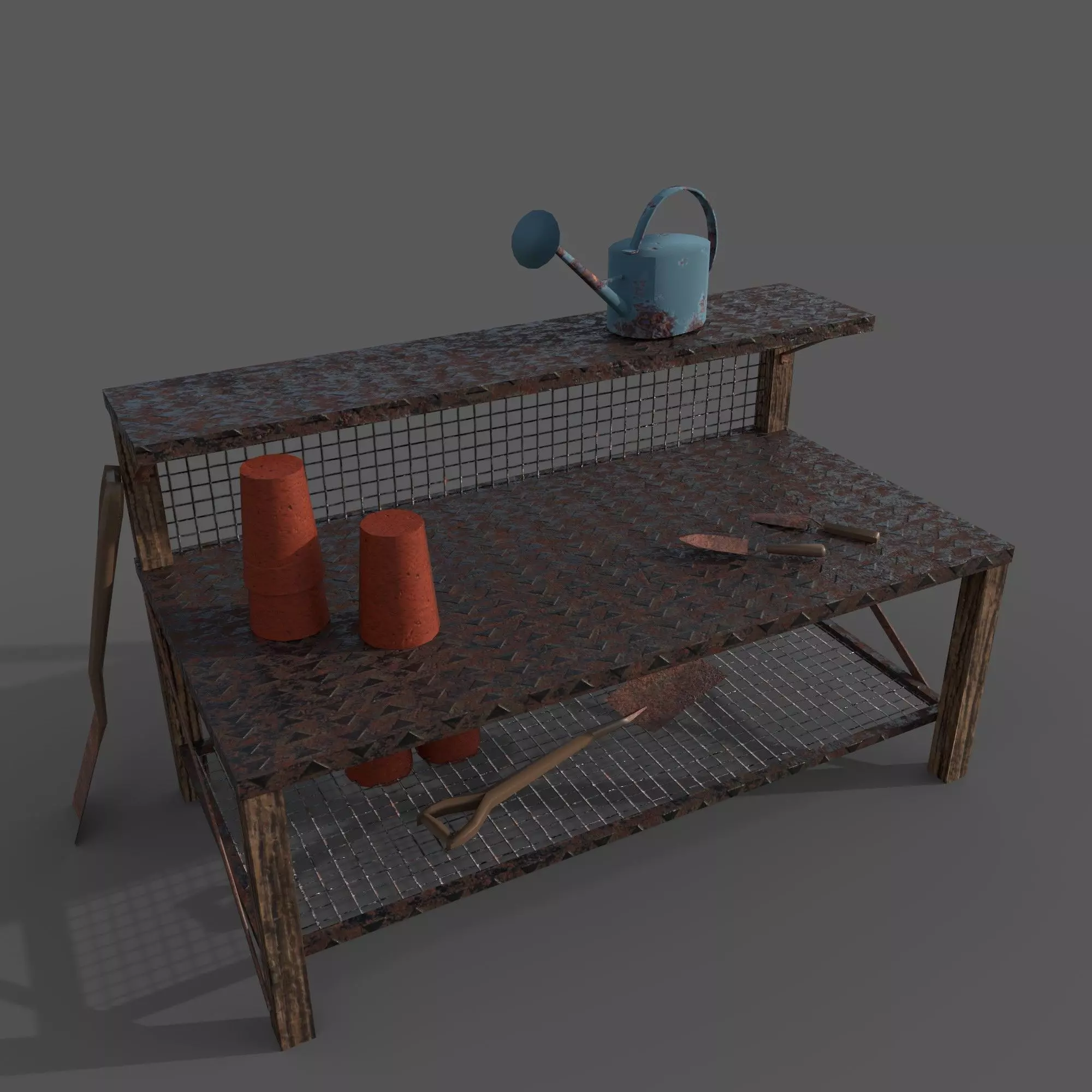 Garden Table Low-poly 3D model_0