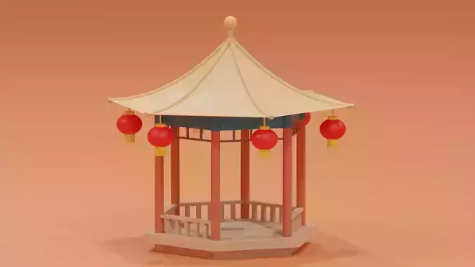Cartoon Chinese Pavilion