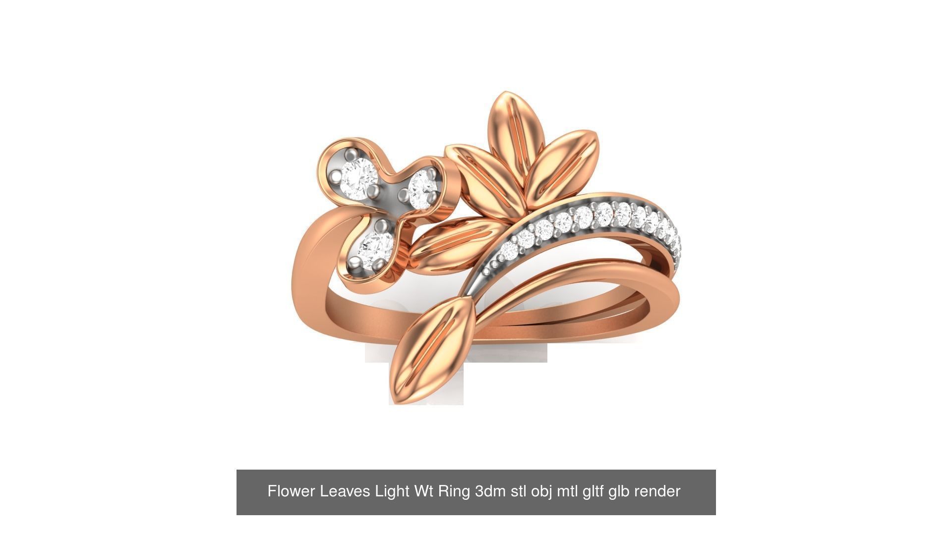 10 Flower Leaves Light Wt Ring 3dm stl obj mtl gltf glb render 3D Model Collection_3