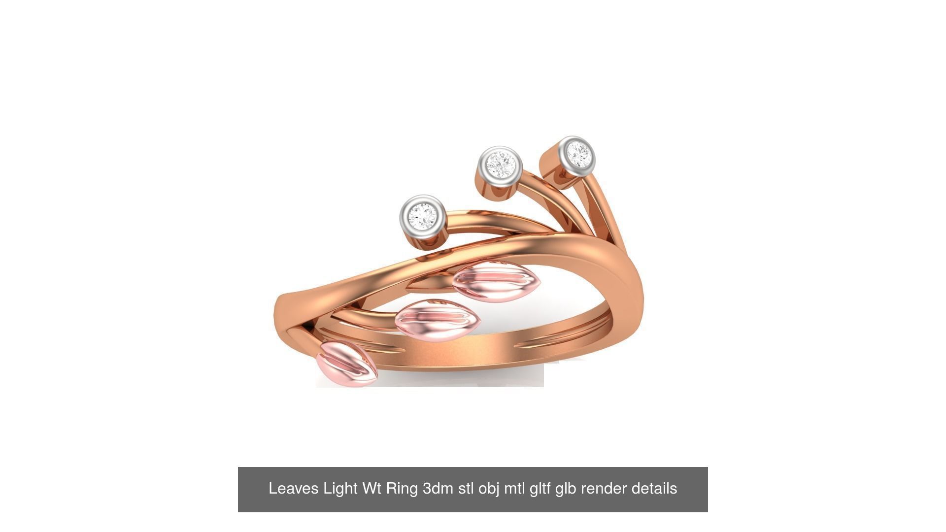 10 Flower Leaves Light Wt Ring 3dm stl obj mtl gltf glb render 3D Model Collection_9