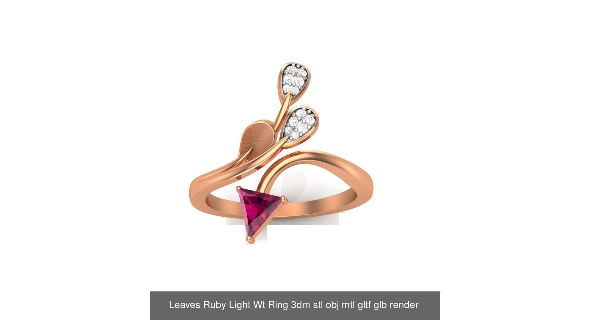 10 Flower Leaves Light Wt Ring 3dm stl obj mtl gltf glb render 3D Model Collection_7