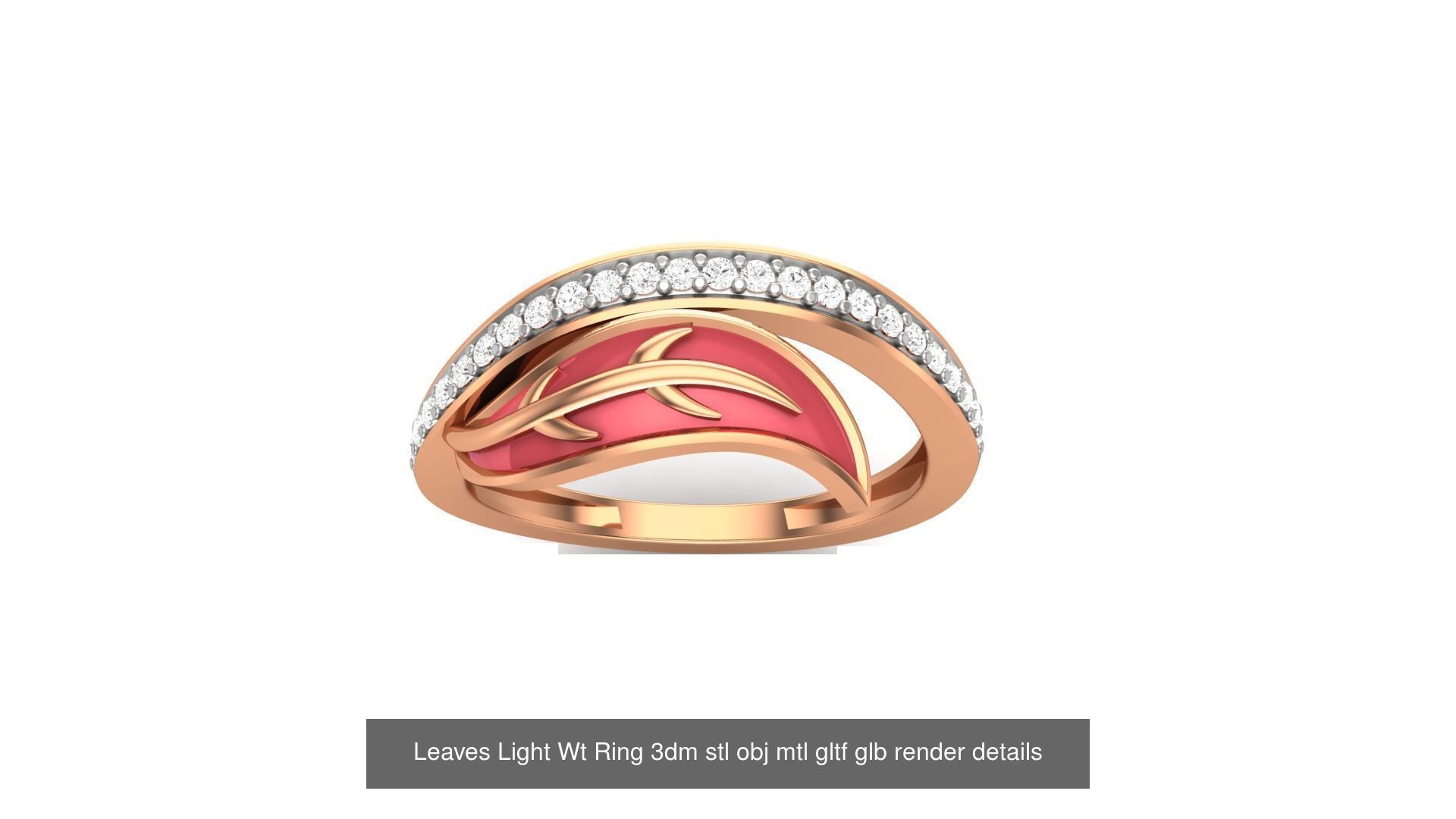 10 Flower Leaves Light Wt Ring 3dm stl obj mtl gltf glb render 3D Model Collection_4