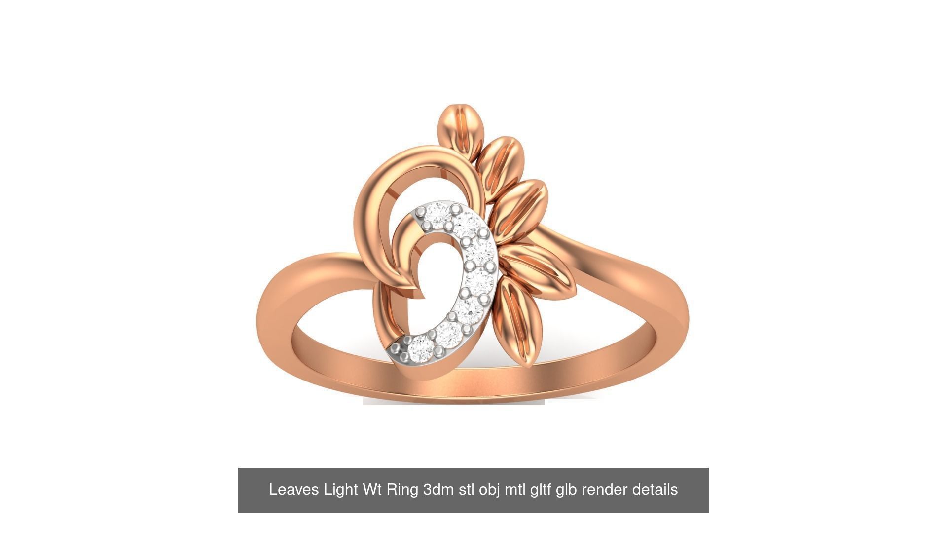 10 Flower Leaves Light Wt Ring 3dm stl obj mtl gltf glb render 3D Model Collection_2