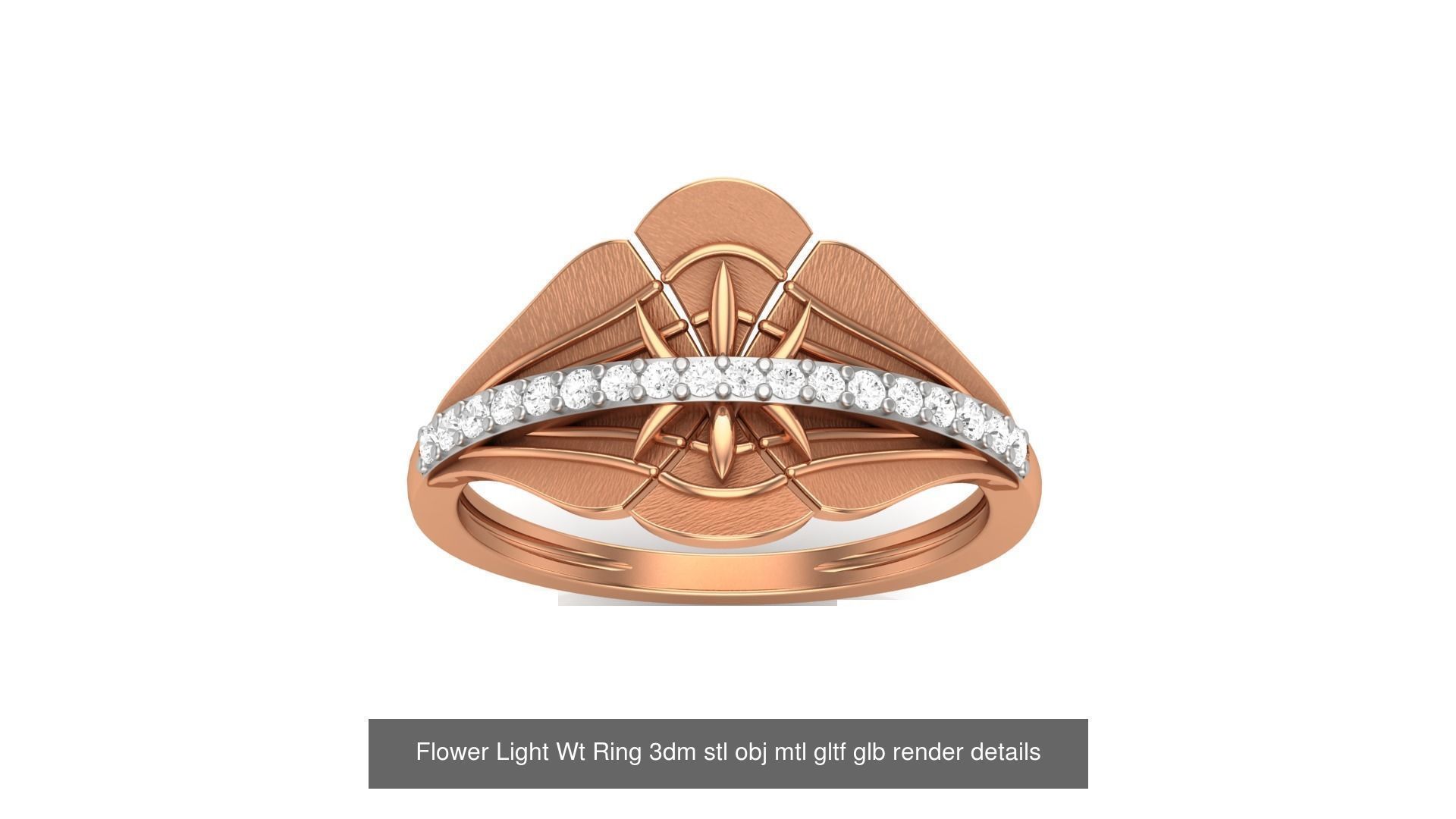 13 Flowers Light Wt Ring 3dm stl obj mtl gltf glb render 3D Model Collection_10