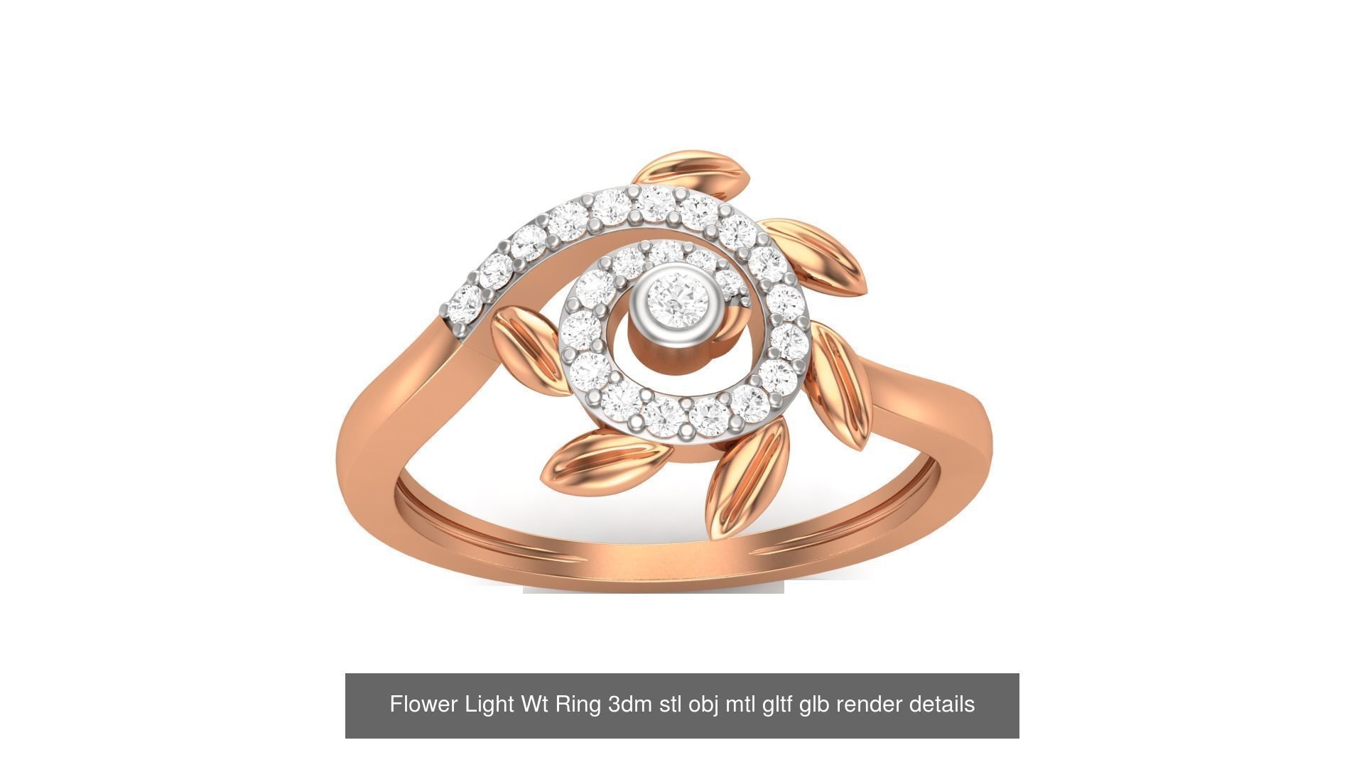 13 Flowers Light Wt Ring 3dm stl obj mtl gltf glb render 3D Model Collection_5