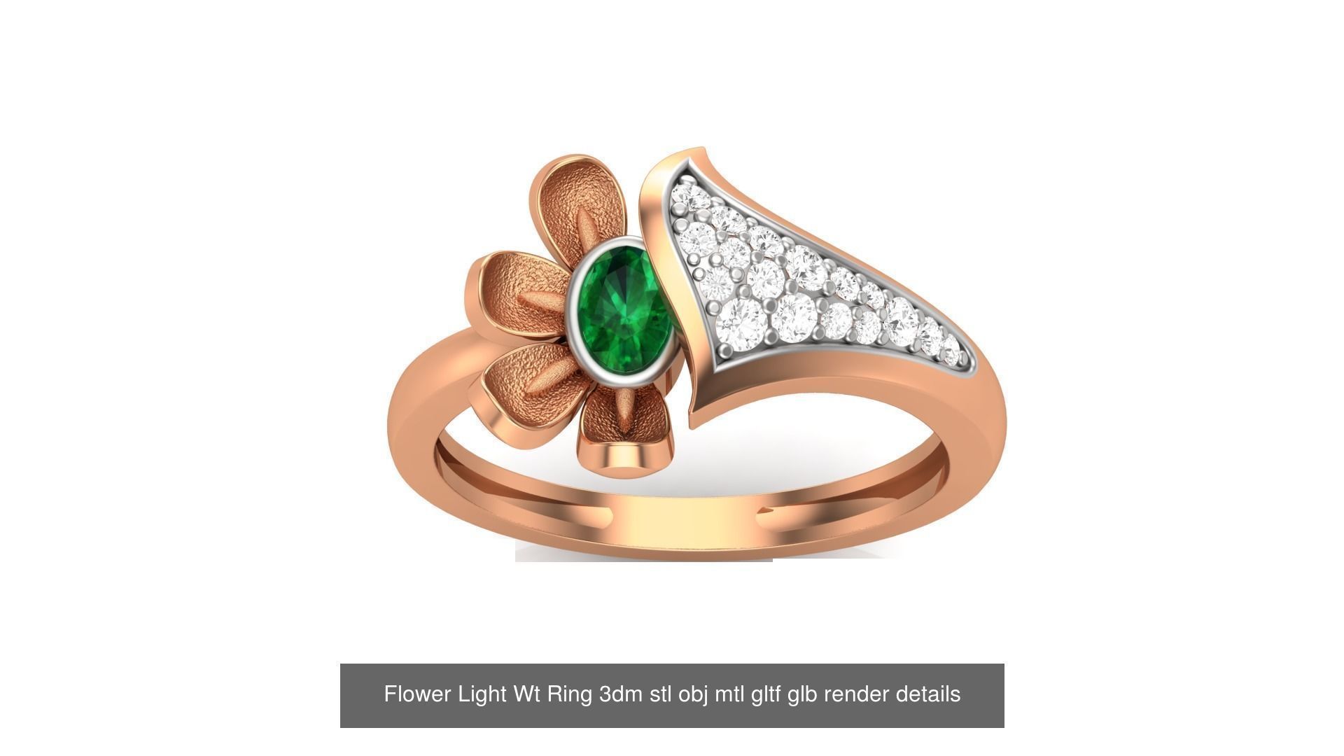 13 Flowers Light Wt Ring 3dm stl obj mtl gltf glb render 3D Model Collection_1