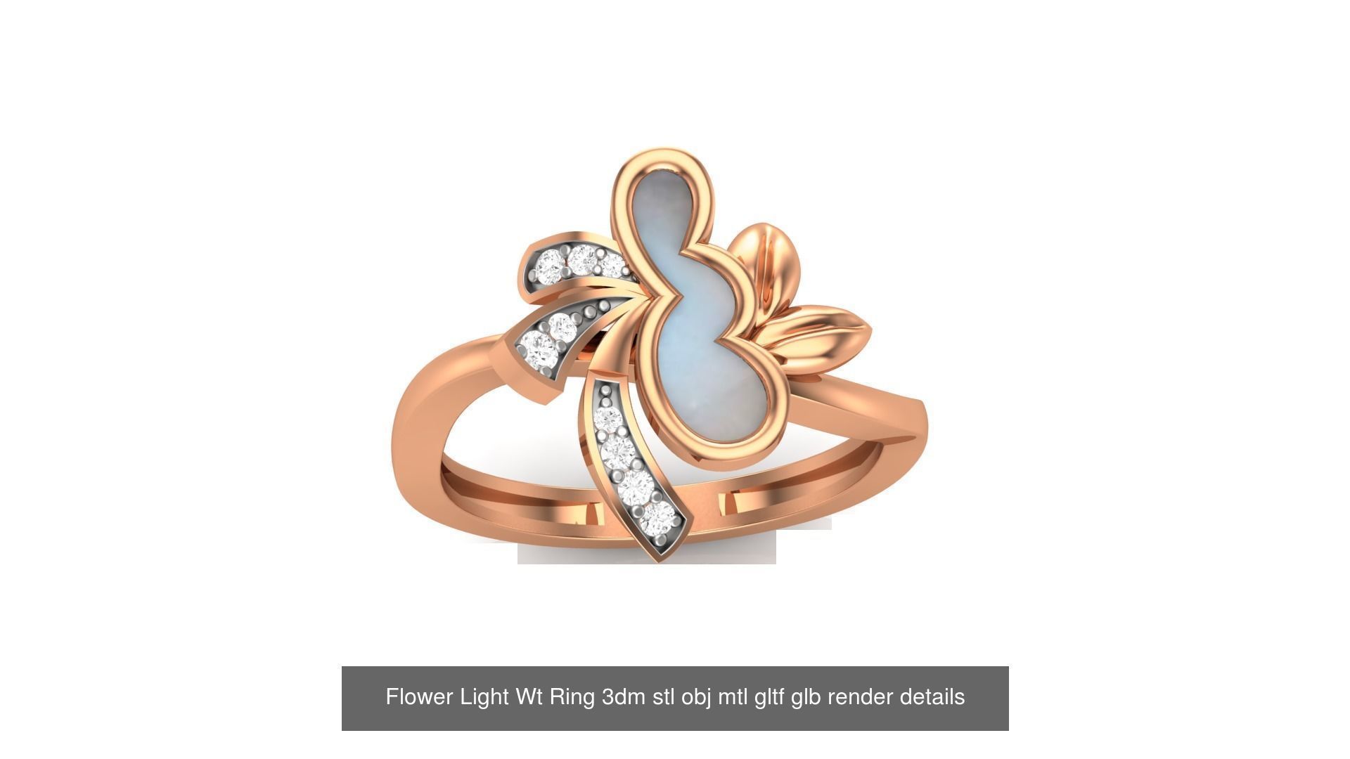 13 Flowers Light Wt Ring 3dm stl obj mtl gltf glb render 3D Model Collection_6